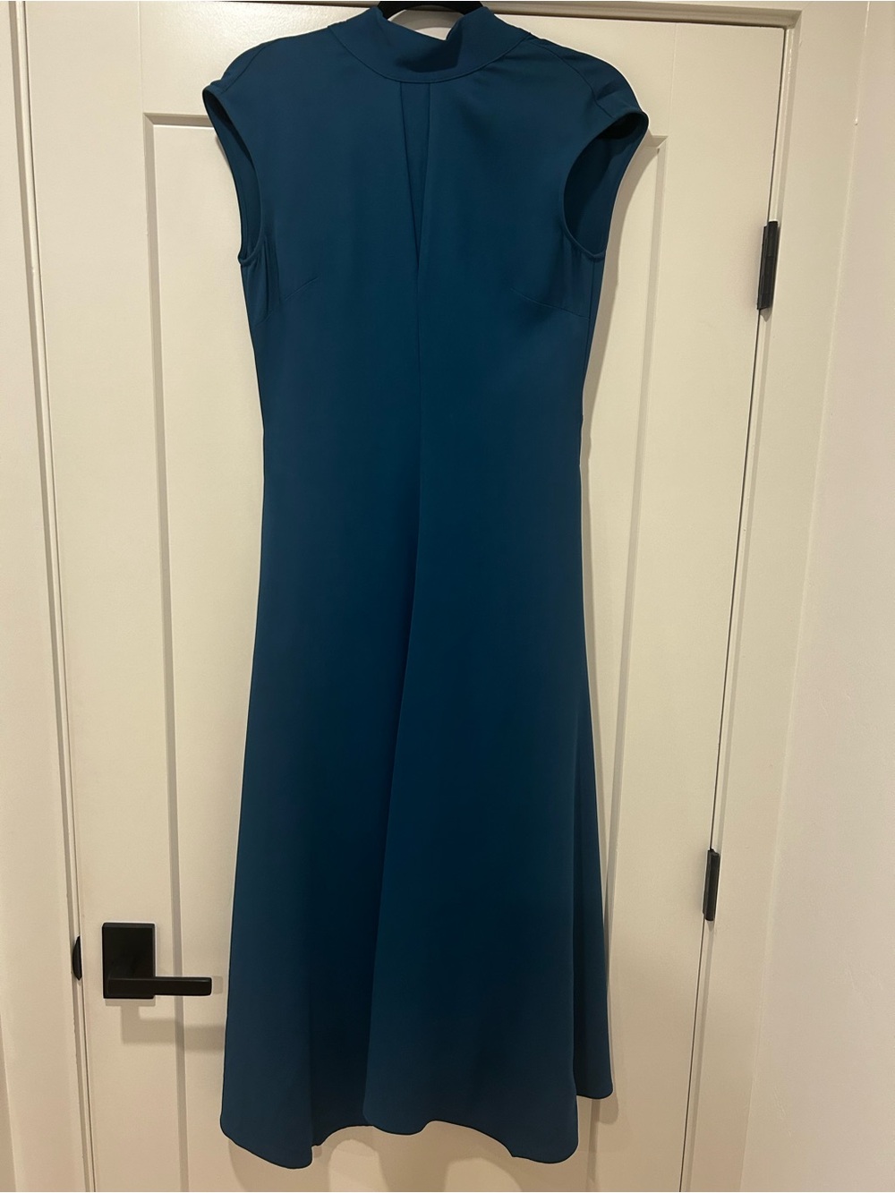 Reiss Livvy Sleeveless Teal Midi Dress with High Neck - Picture 4 of 9